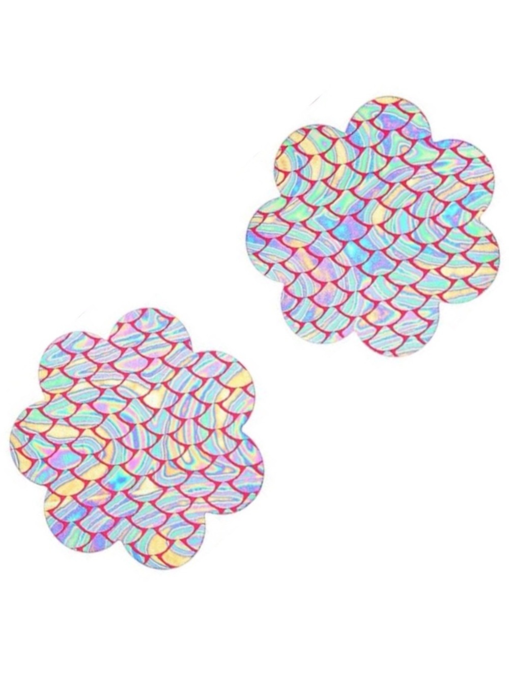 Rainbow Mermaid Scale Flower Nipple Pasties Festival Rave Covers